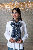 OMVAI Polka Beauty Silk Stole - Navy