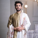 KIRAN Elegant Ivory White Embroidered Shawl - Unisex